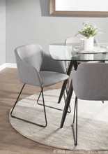Campania accent chair in Black Metal, Light Grey Fabric, lifestyle room setting