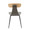 Elio Contemporary Chair in Black Metal, Grey Faux Leather and Natural Wood- Set of 2 — back view