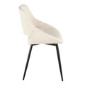 Fabrizzi dining chair in Black Metal, Cream Fabric, side view, featuring upholstered seat and open back
