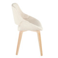 Fabrizzi dining chair in Natural Wood, Cream Fabric, side view, featuring upholstered seat and wood frame