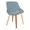 Fabrizzi dining chair in Zebra Wood, Blue Fabric, back and side view, featuring upholstered seat and wood frame