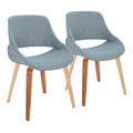 Fabrico Mid-Century Modern Accent/Dining Chair in Zebra Wood and Blue Fabric- Set of 2 — pair view