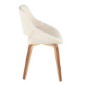 Fabrizzi dining chair in Zebra Wood, Cream Fabric, side view, featuring upholstered seat and wood frame
