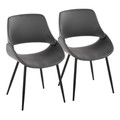 Fabrico Mid-Century Modern Accent/Dining Chair in Black Metal and Grey Faux Leather- Set of 2 — pair view