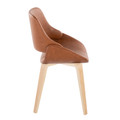 Fabrizzi dining chair in Natural Wood, Camel PU, side view, featuring upholstered seat and wood frame