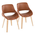 Fabrico Mid-Century Modern Accent/Dining Chair in Natural Wood and Camel Faux Leather- Set of 2 — pair view