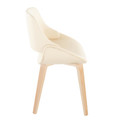 Fabrizzi dining chair in Natural Wood, Cream PU, side view, featuring upholstered seat and wood frame