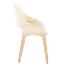 Fabrizzi dining chair in Natural Wood, Cream PU, side view, featuring upholstered seat and wood frame