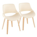 Fabrico Mid-Century Modern Accent/Dining Chair in Natural Wood and Cream Faux Leather- Set of 2 — pair view