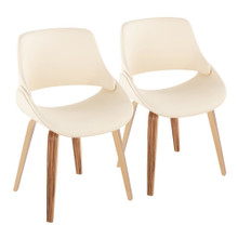 Fabrico Mid-Century Modern Accent/Dining Chair in Zebra Wood and Cream Faux Leather- Set of 2 — pair view