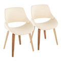 Fabrico Mid-Century Modern Accent/Dining Chair in Zebra Wood and Cream Faux Leather- Set of 2 — pair view
