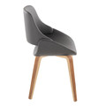 Fabrizzi dining chair in Zebra Wood, Grey PU, side view, featuring upholstered seat and wood frame
