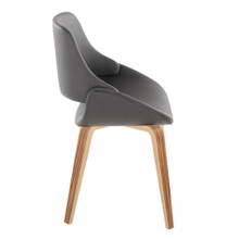Fabrizzi dining chair in Zebra Wood, Grey PU, side view, featuring upholstered seat and wood frame
