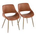 Fabrico Contemporary Accent Chair in Antique Copper Metal and Camel Faux Leather- Set of 2 — pair view