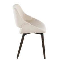 Fabrizzi dining chair in Dark Walnut Wood, Cream Fabric, side view, featuring wood frame