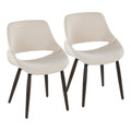 Fabrico Farmhouse Accent/Dining Chair in Dark Walnut Wood and Cream Fabric- Set of 2 — pair view