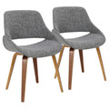 Fabrico Mid-Century Modern Dining/Accent Chair in Walnut and Grey Noise Fabric- Set of 2 — pair view
