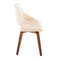 Fabrizzi accent chair in Walnut Wood, Cream PU, side view, featuring wood frame