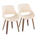 Fabrico Mid-Century Modern Dining/Accent Chair in Walnut and Cream Faux Leather- Set of 2 — pair view