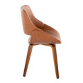 Fabrizzi accent chair in Walnut Wood, Camel PU, side view, featuring wood frame