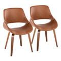Fabrico Mid-Century Modern Dining/Accent Chair in Walnut and Camel Faux Leather- Set of 2 — pair view
