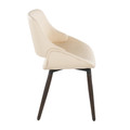 Fabrizzi dining chair in Dark Walnut Wood, Cream PU, side view, featuring wood frame