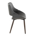 Fabrizzi dining chair in Dark Walnut Wood, Grey PU, side view, featuring wood frame
