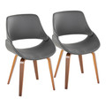 Fabrico Mid-Century Modern Dining/Accent Chair in Walnut and Grey Faux Leather- Set of 2 — pair view