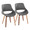 Fabrico Mid-Century Modern Dining/Accent Chair in Walnut and Grey Faux Leather- Set of 2 — pair view