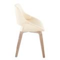Fabrizzi accent chair in Whitewashed Wood, Cream PU, side view, featuring wood frame