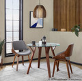 Fabrizzi accent chair in Walnut Wood, Grey Fabric