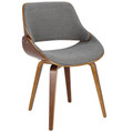 Fabrizzi Mid-Century Modern Dining/Accent Chair in Walnut and Grey Fabric — product view
