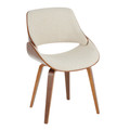Fabrizzi Mid-Century Modern Dining/Accent Chair in Walnut and Cream Fabric — product view