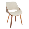 Fabrizzi Mid-Century Modern Dining/Accent Chair in Walnut and Cream Fabric — product view