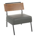 Fiji Contemporary Accent Chair in Grey Faux Leather with Walnut Wood Accent — product view