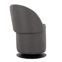 Finch accent chairs & seating in Black Metal, Charcoal Fabric, back and side view, featuring swivel