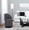 Finch accent chairs & seating in Black Metal, Charcoal Fabric, close-up detail, featuring swivel