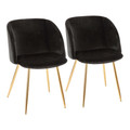 Fran Contemporary Chair in Gold Metal and Black Velvet- Set of 2 — pair view