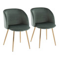 Fran Contemporary Chair in Gold Metal and Sage Green Velvet- Set of 2 — pair view