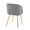 Fran Contemporary Chair in Gold Metal and Silver Velvet- Set of 2 — rear three-quarter view