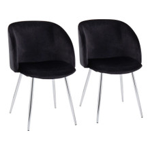 Fran Contemporary Chair in Chrome and Black Velvet- Set of 2 — pair view
