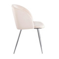 Luna accent chairs & seating in Chrome, Cream Velvet, side view, featuring velvet design and metal design