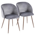 Fran Contemporary Dining/Accent Chair in Walnut with Grey Velvet- Set of 2 — pair view
