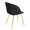 Fran Pleated Contemporary Chair in Gold Metal and Pleated Black Velvet- Set of 2 — rear three-quarter view