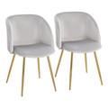 Fran Pleated Waves Contemporary Chair in Gold Metal and Pleated Silver Velvet Waves- Set of 2 — pair view