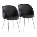 Fran Contemporary Chair in Chrome Metal and Black Faux Leather- Set of 2 — pair view