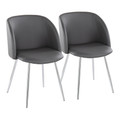 Fran Contemporary Chair in Chrome Metal and Grey Faux Leather- Set of 2 — pair view