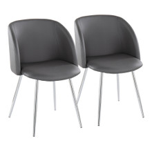 Fran Contemporary Chair in Chrome Metal and Grey Faux Leather- Set of 2 — pair view