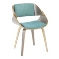Fortunato Mid-Century Modern Dining/Accent Chair in Light Grey Wood with Aqua Fabric — product view