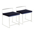 Fuji Contemporary Stackable Dining Chair in Blue Velvet- Set of 2 — pair view